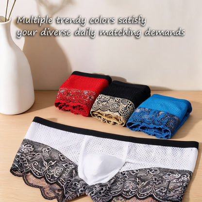Breathable Mesh Lace Men’s Boxer Briefs