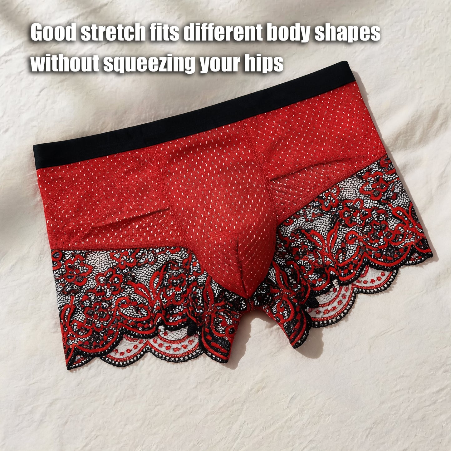Breathable Mesh Lace Men’s Boxer Briefs