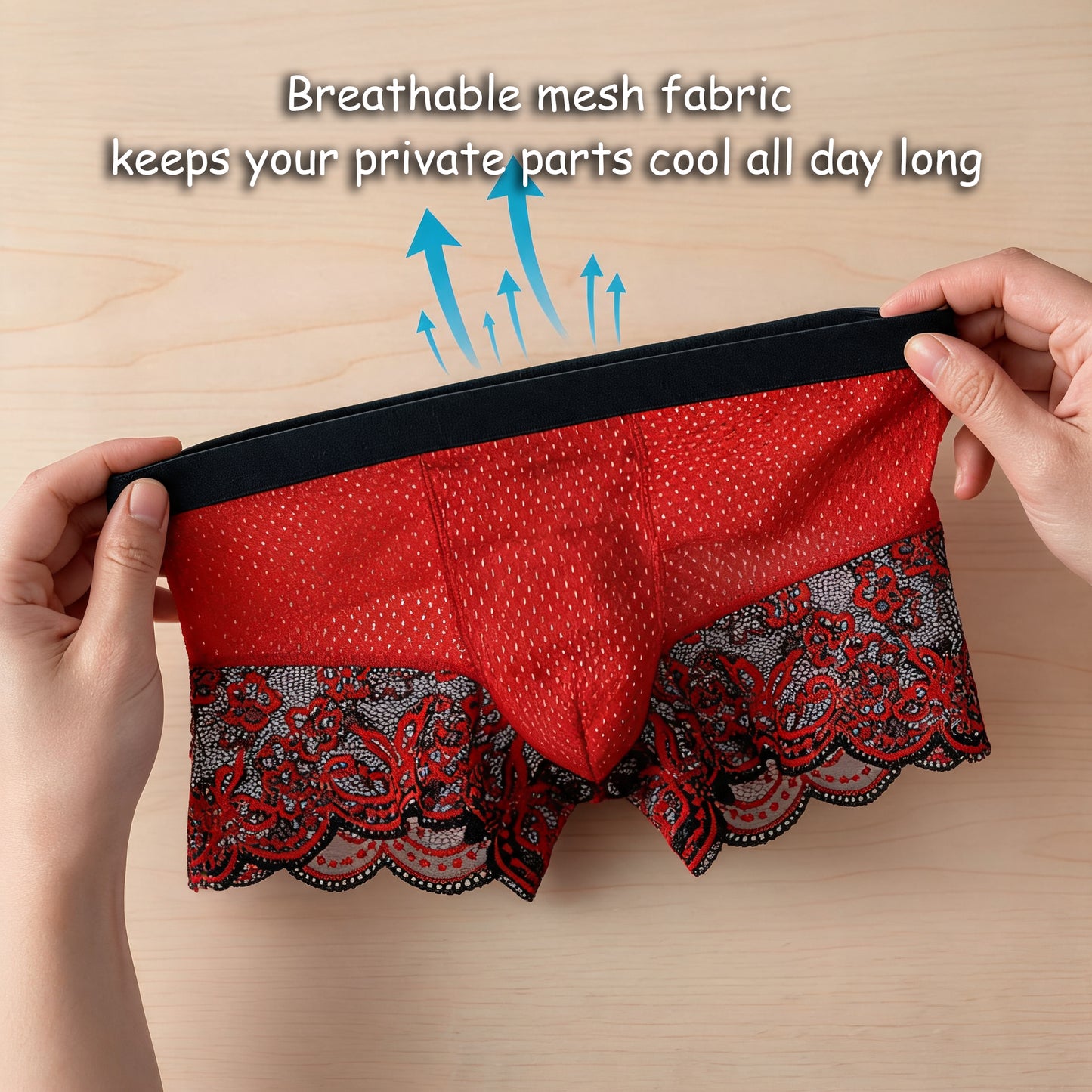 Breathable Mesh Lace Men’s Boxer Briefs