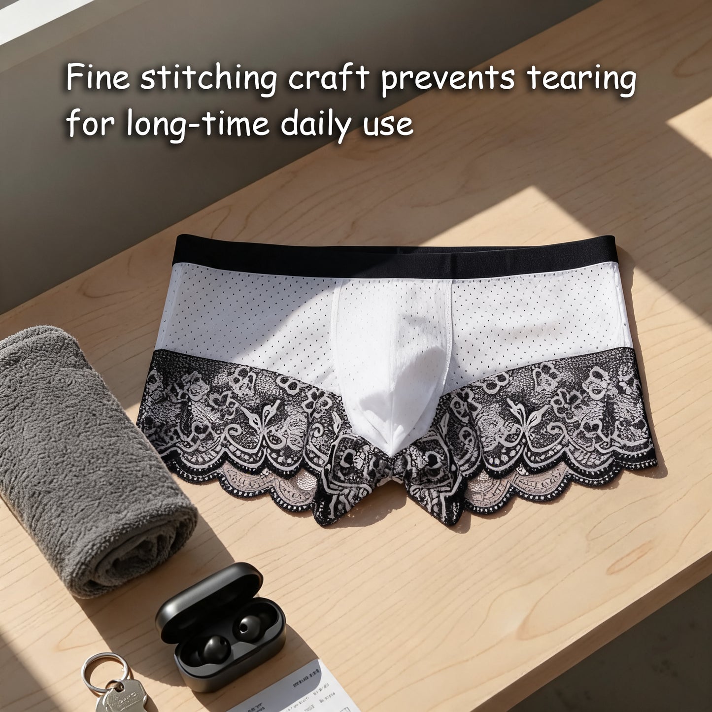 Breathable Mesh Lace Men’s Boxer Briefs