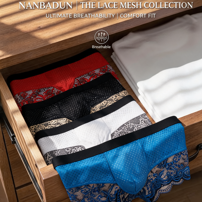 Breathable Mesh Lace Men’s Boxer Briefs