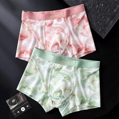 Gilded Floral Silky Men Boxers
