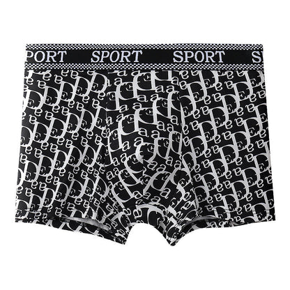 All-Over Repeating Letter Print Sport Waistband Boxer Briefs