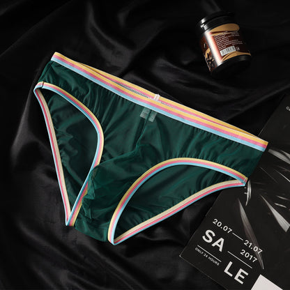 Rainbow-edged mesh breathable briefs