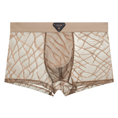 ZD  Leaf Lace Sheer Boxer Briefs