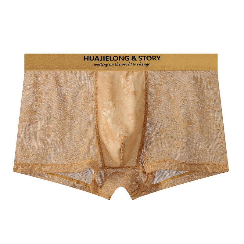Allover Floral Lace Slogan Waist Boxer Briefs