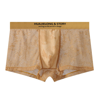 Allover Floral Lace Slogan Waist Boxer Briefs