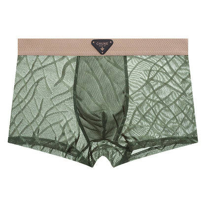 ZD  Leaf Lace Sheer Boxer Briefs