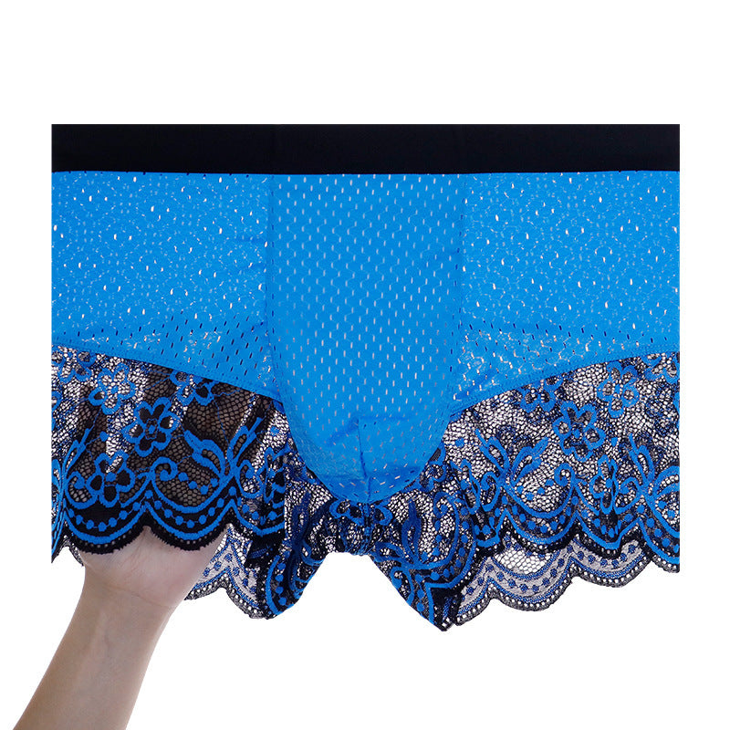 Breathable Mesh Lace Men’s Boxer Briefs