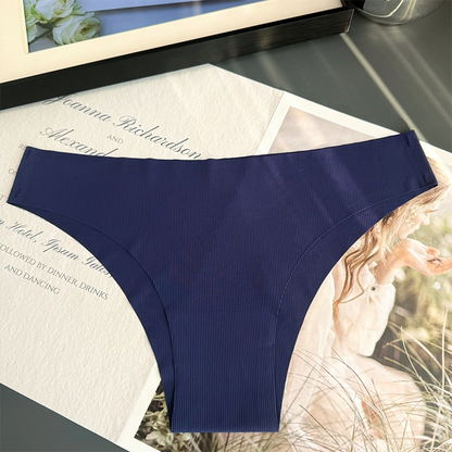 Thin Vertical Stripe Ice Silk Seamless One-Piece Low-Rise Briefs