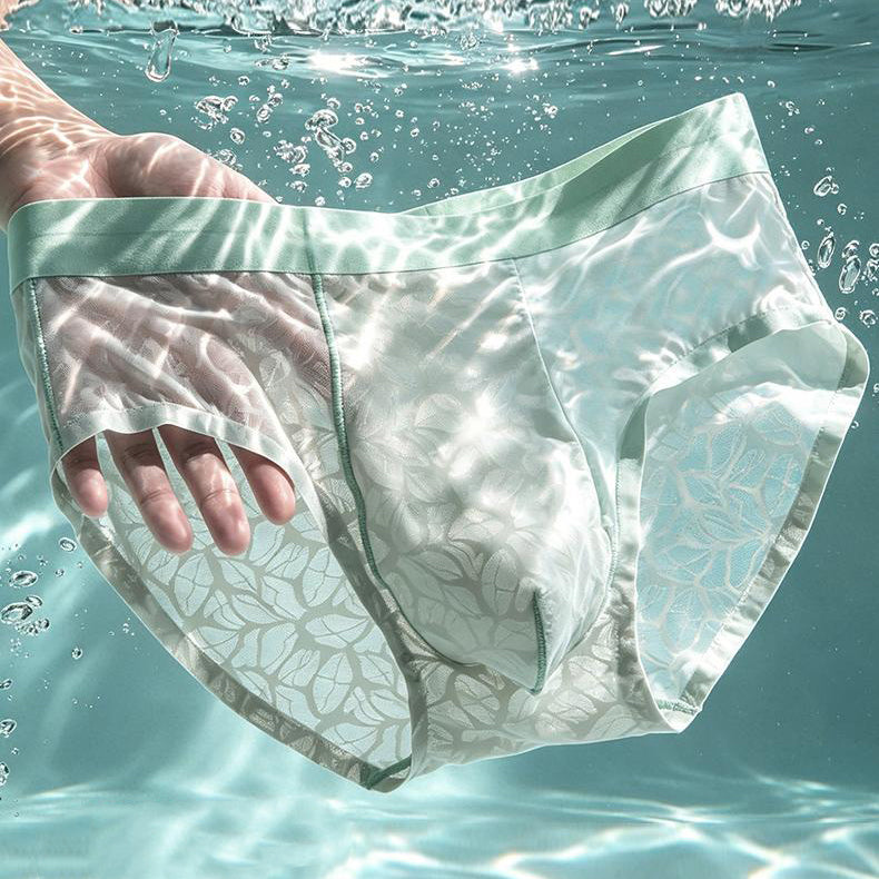 Leaf Hollow Mesh Contrast Edge Waist Boxer Briefs