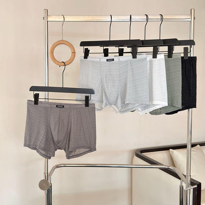 Fine Grid Texture Breathable Simple Wide Waist Boxer Briefs