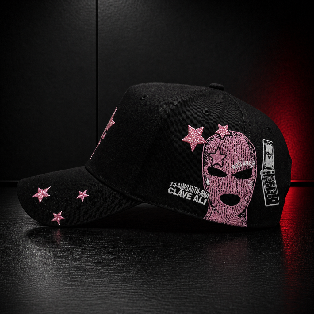 Black Pink Star Letter Cap