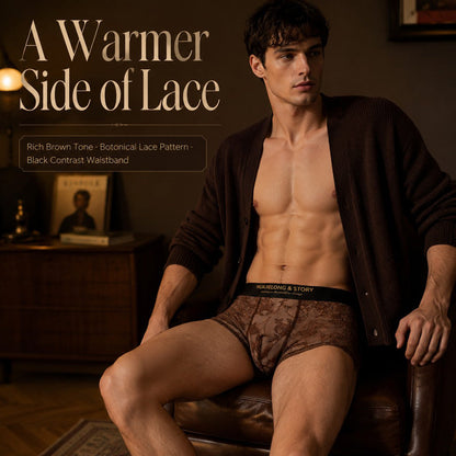 Allover Floral Lace Slogan Waist Boxer Briefs