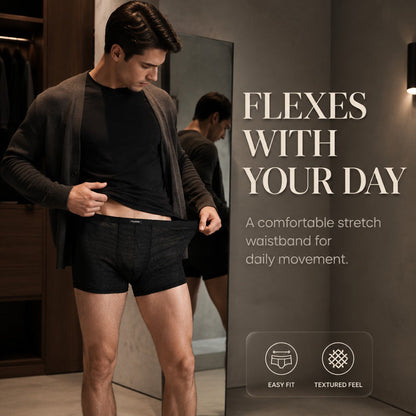 Fine Grid Texture Breathable Simple Wide Waist Boxer Briefs