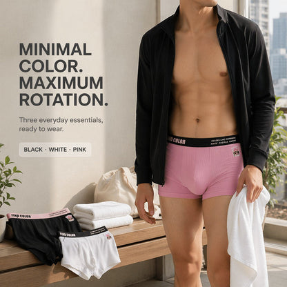Vertical Rib Cartoon Print Slogan Wide Waist Boxer Briefs