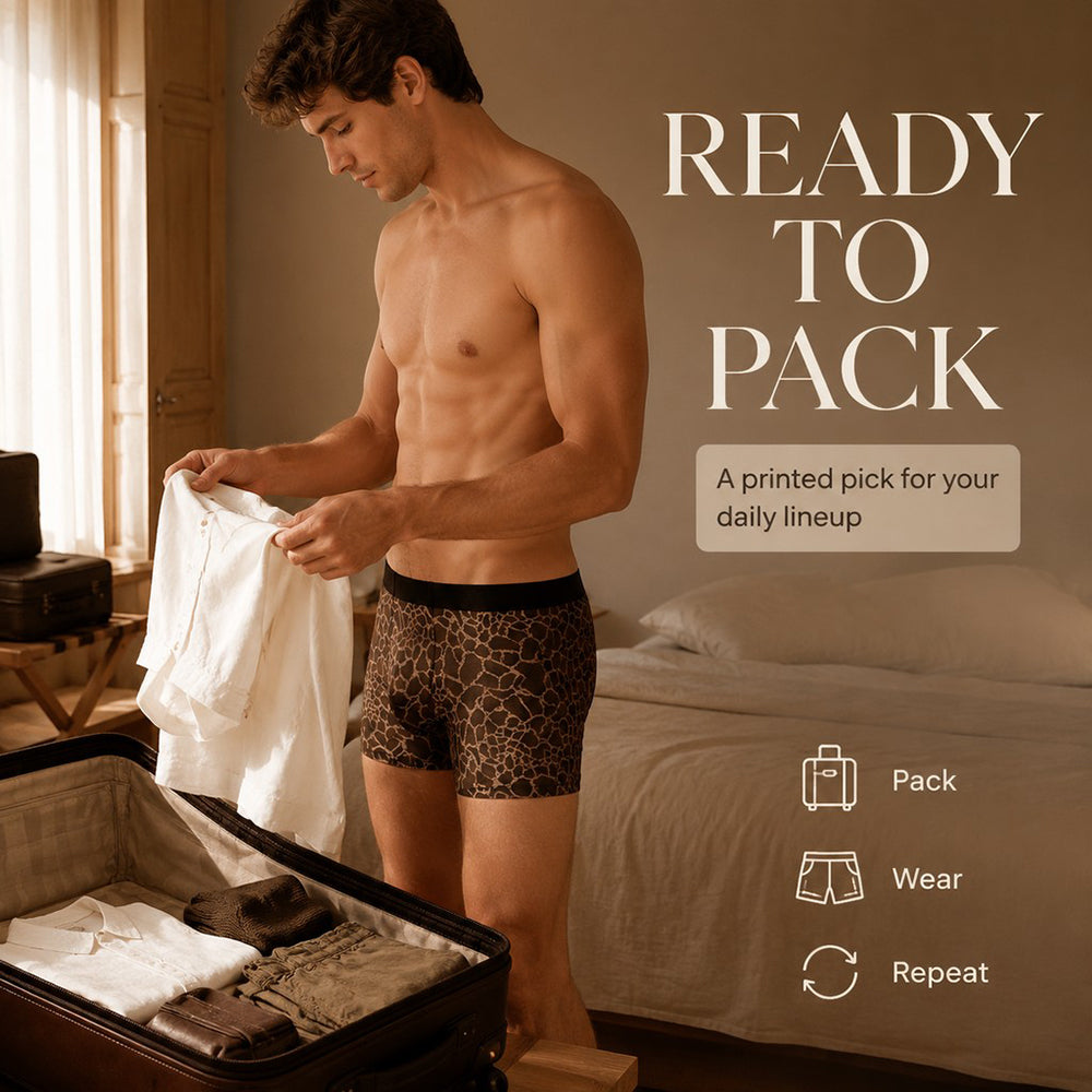 Wild Animal Texture Solid Waist Mesh Boxer Briefs