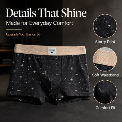 Star Dot Print Herringbone Woven Waistband Boxer Briefs