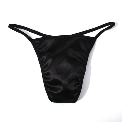 ZDGlossy Satin Thin Strap Thong