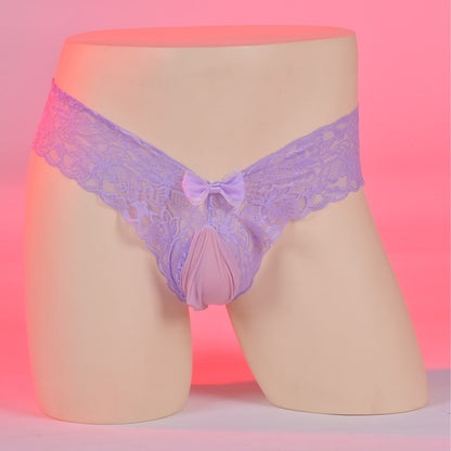 ZD Bow Decor Lace Thong