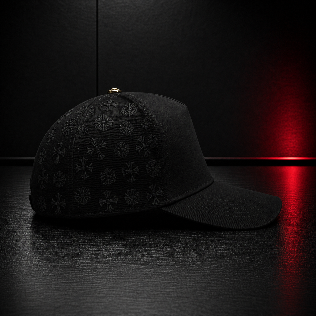 Black Gothic Cross Rhinestone Cap