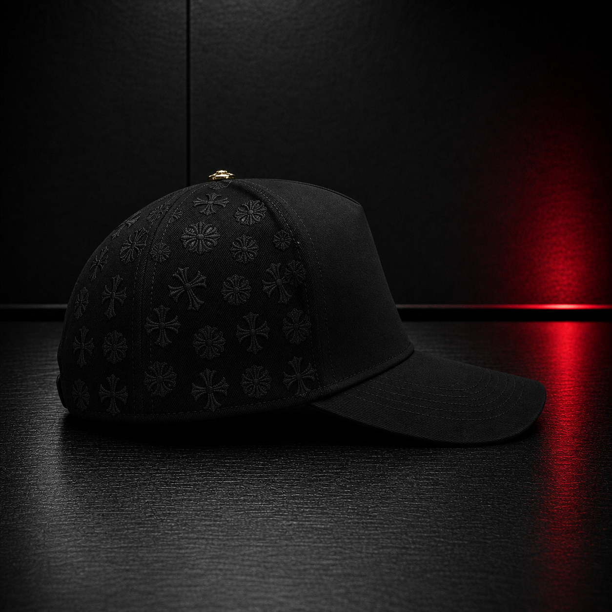 Black Gothic Cross Rhinestone Cap