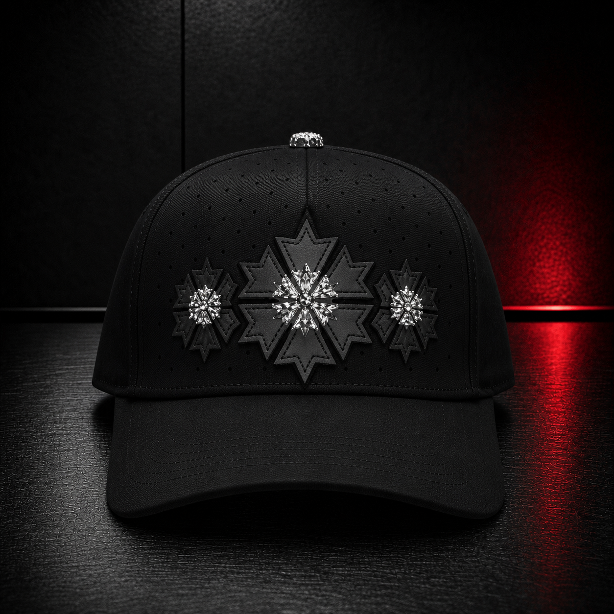 Black Crystal Snowflake Cap