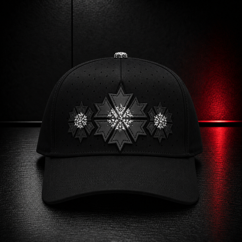 Black Crystal Snowflake Cap