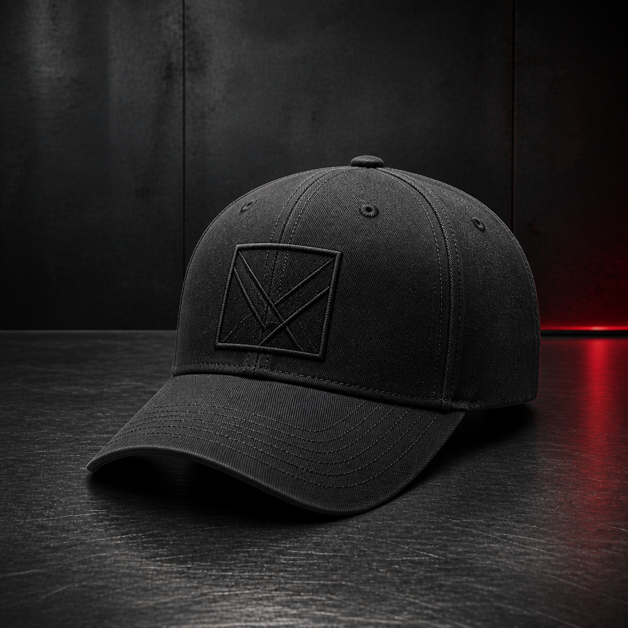 Vortray Tonal Grid Patch Cap on a dark steel surface