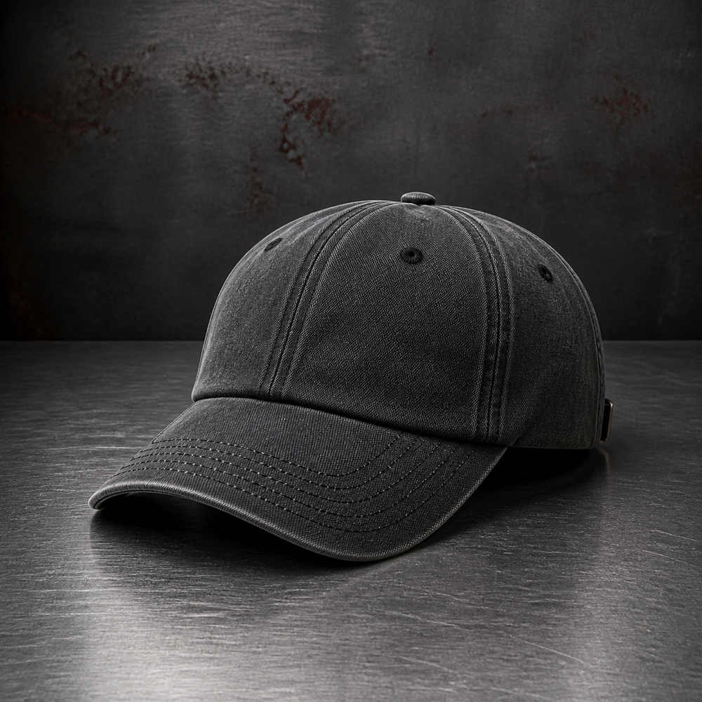 Vortray Washed Daily Cap on a dark steel surface